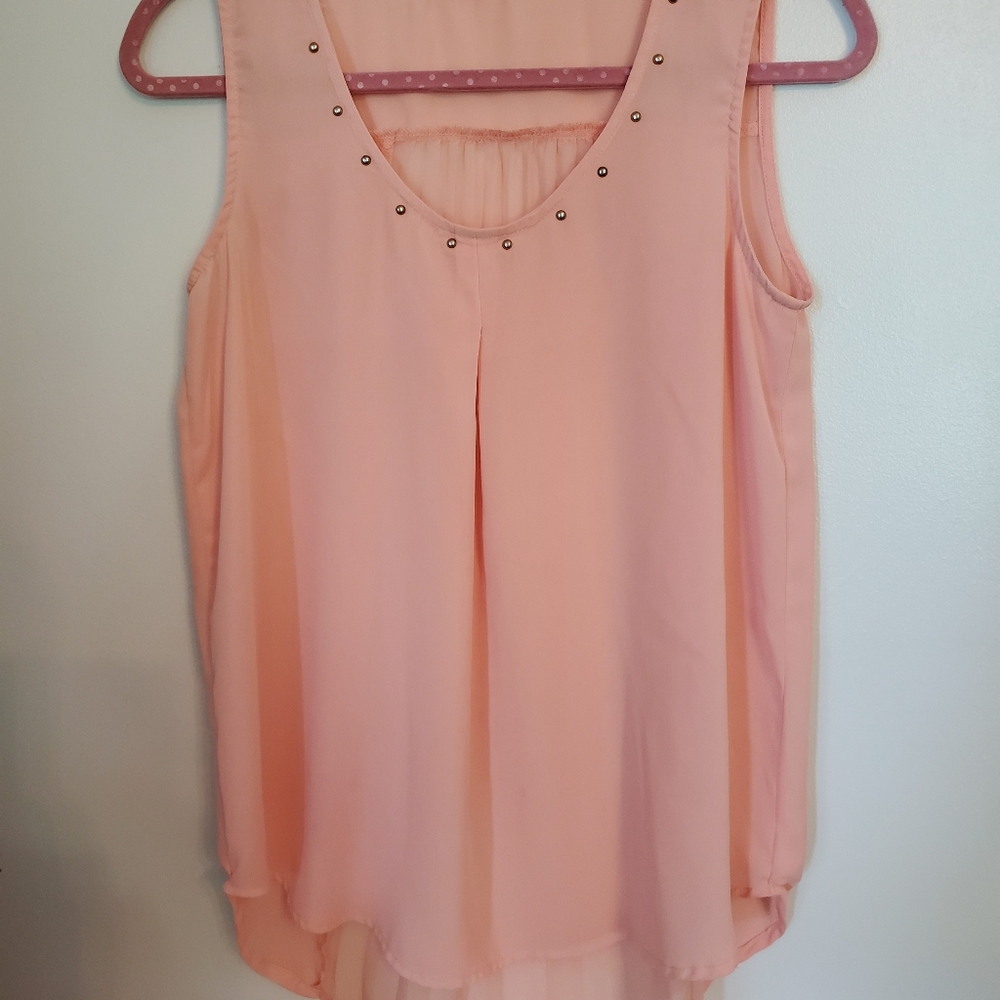 Pink sheer tank with studs size M